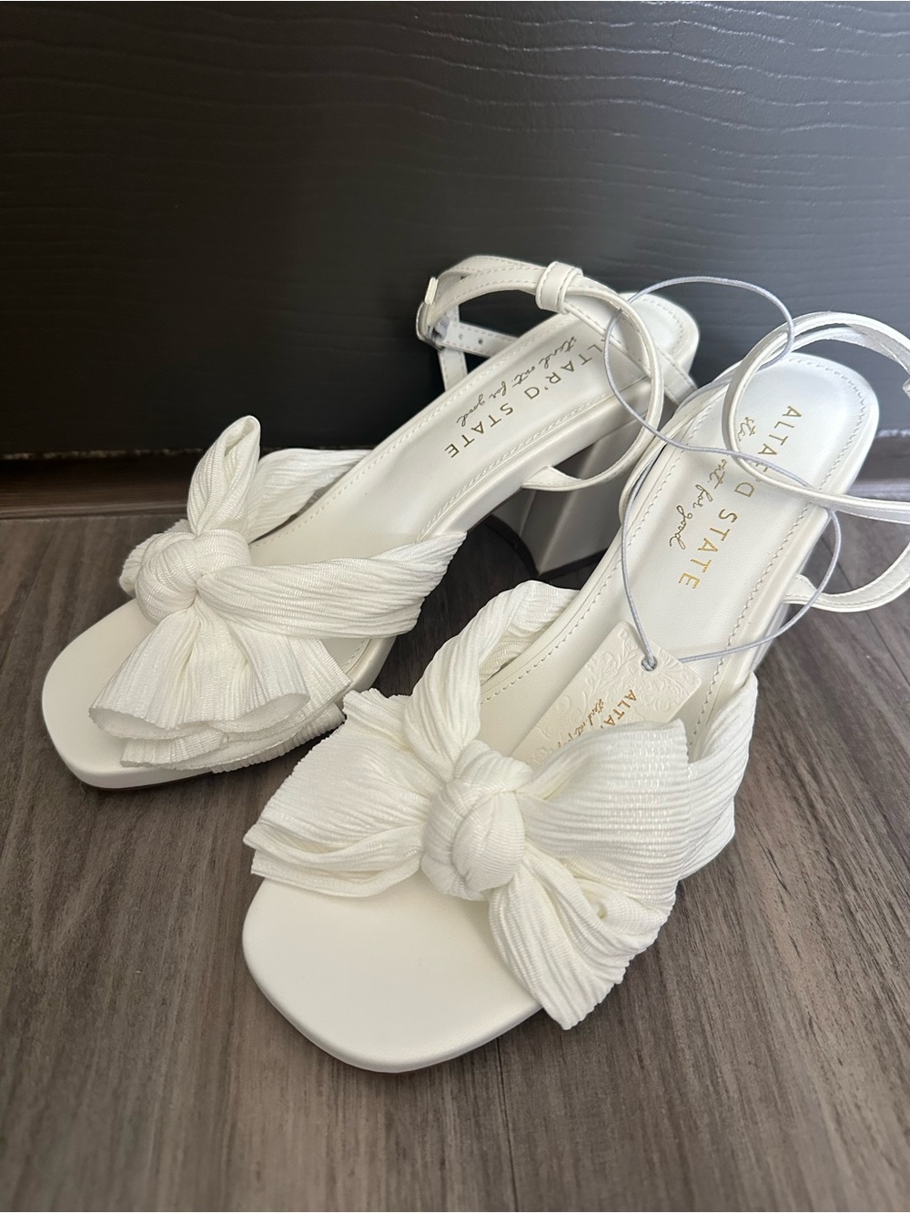 Altar'd State Ivory Knot Bow Block Heel Sandals